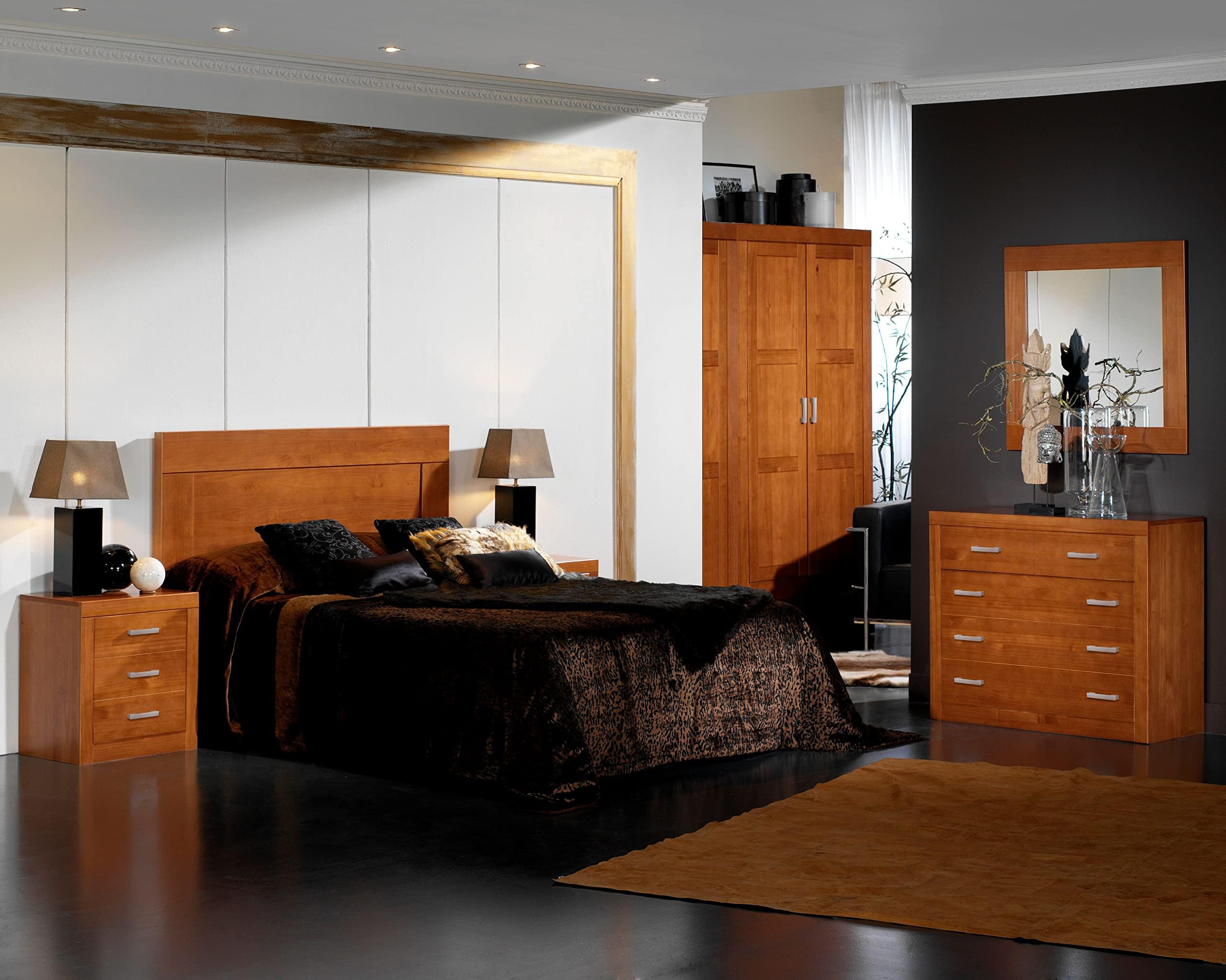 Dogar Moblit Mesita de Noche, Cómoda, Mueble Auxiliar, 3 Cajones en Madera de Pino Macizo Natural,Color Cerezo,Mueble Dormitorio Serie Kynus (Alto 55 × Ancho 50 × Fondo 35 cm) Robusta y Resistente