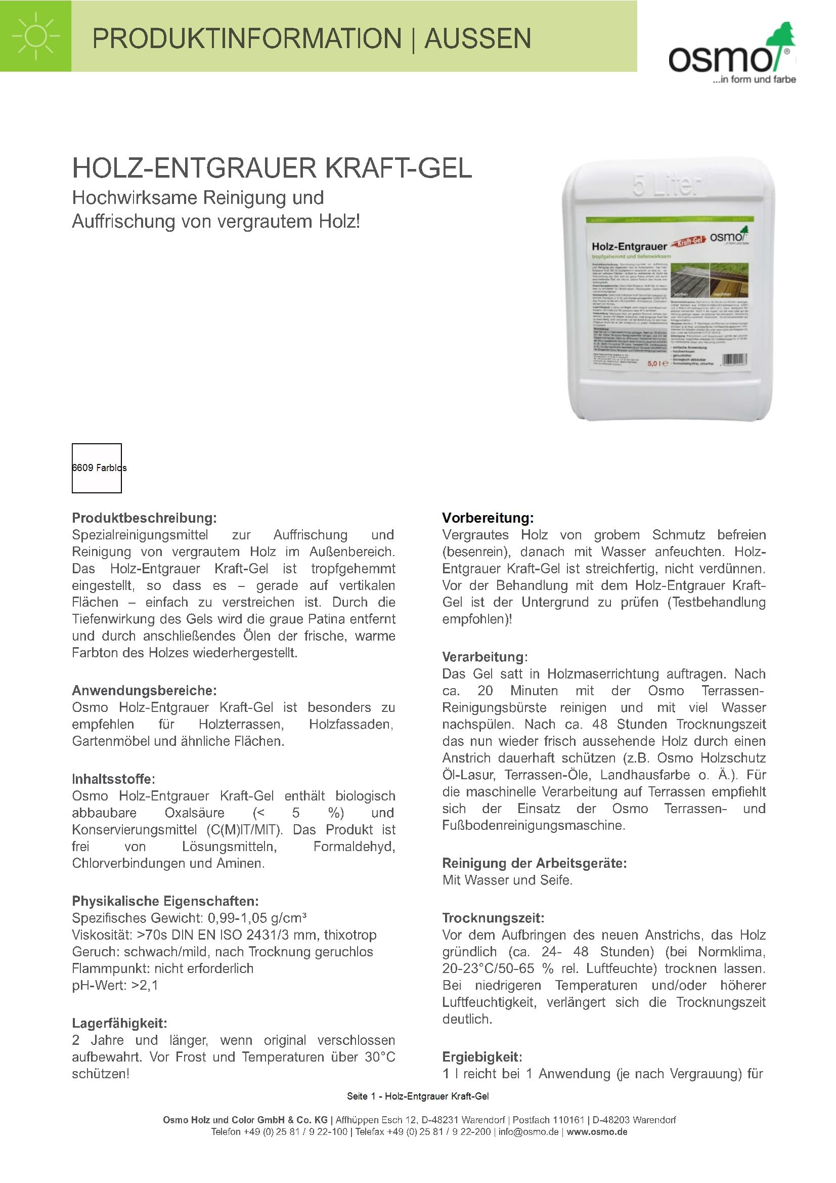 Osmo Holz-Entgrauer Kraft-Gel Farblos 5,00 l - 13900128