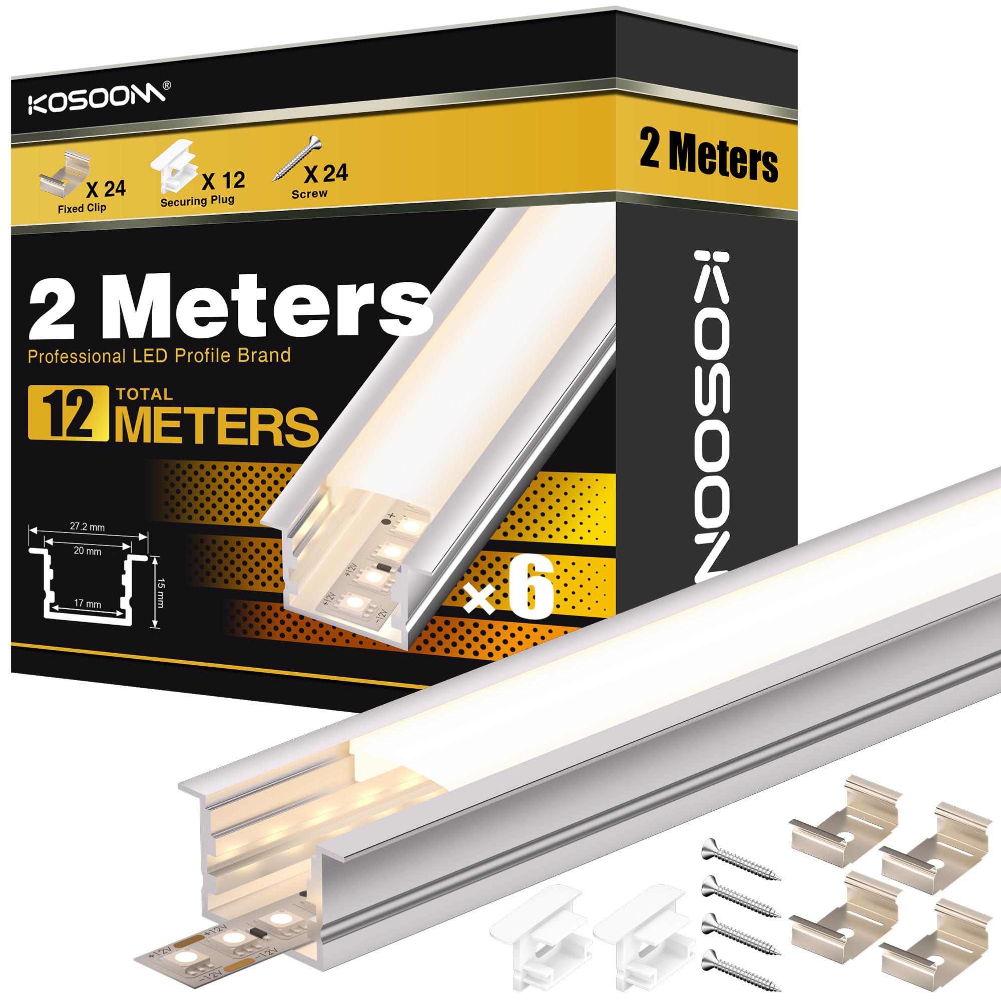 Profilo LED per Striscia LED 741 (20×15mm U-Form(with Edge), 6×2 Meter)
