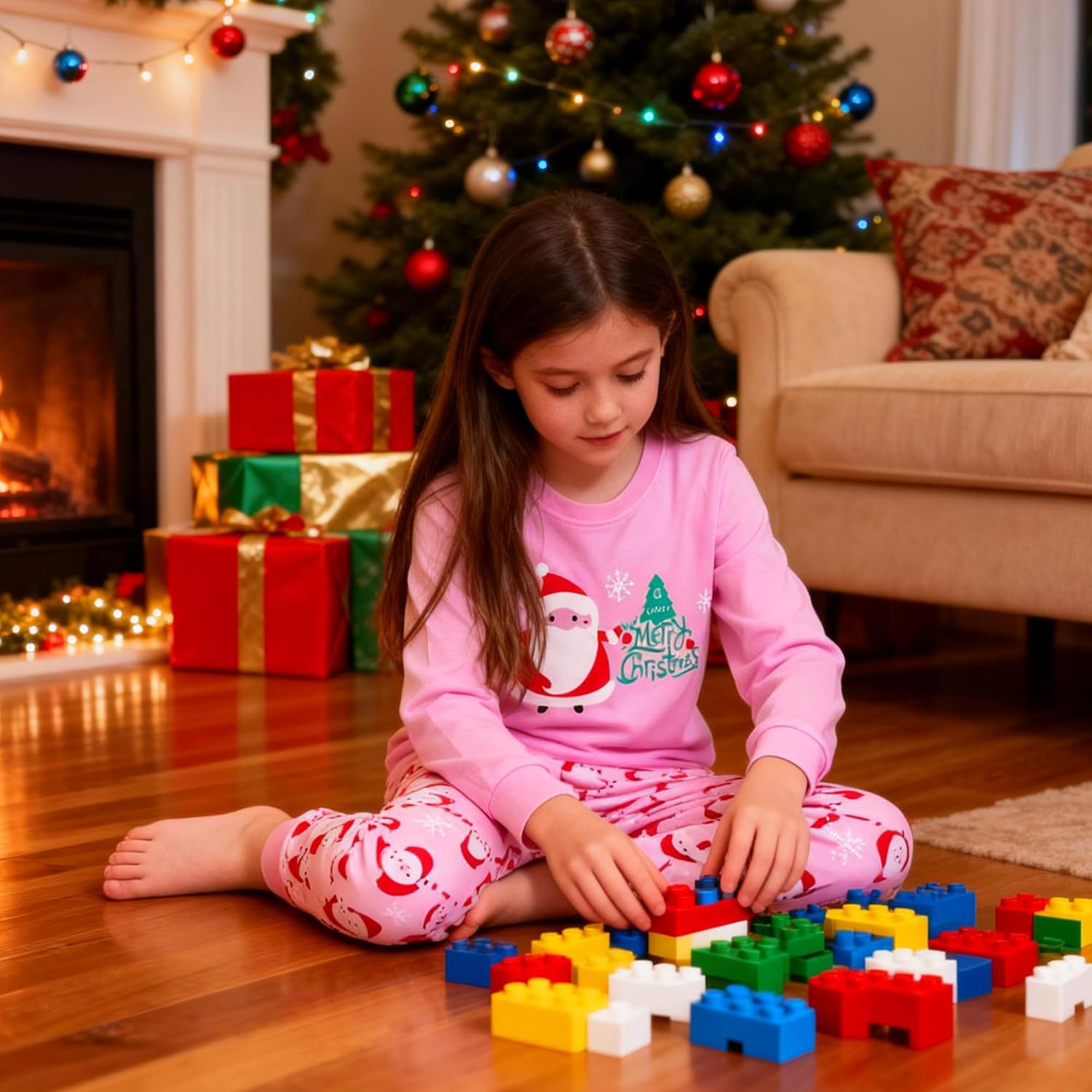 Girls Christmas Pajamas Toddler Kids Pjs Girls Boys Santa Claus Pajamas Cotton Winter Sleepwear Children Clothes 2-12T - Image 3