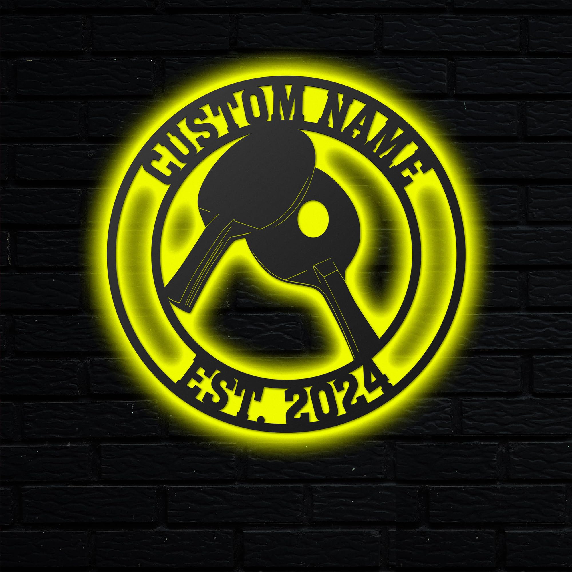 Personalized Ping Pong Metal Wall Art with LED Light, Table Tennis Sign, Man Cave Sign, Ping Pong Neon Sing Gift, Ping Pong Paddle Name Sign