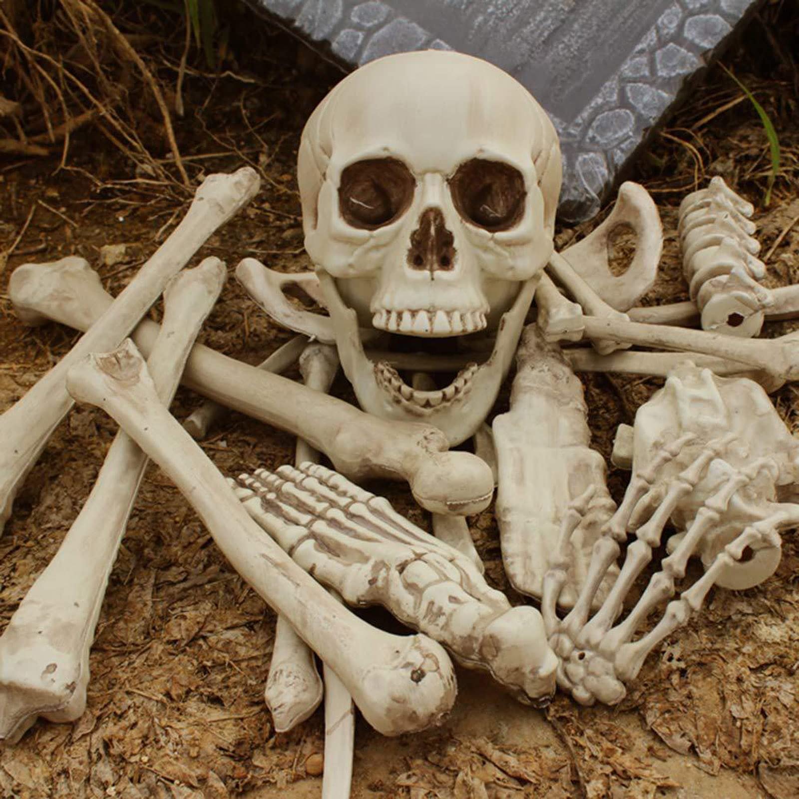 Figuras de esqueleto de Halloween – Juego de 28 piezas de hueso y calavera para decoración de cementerio