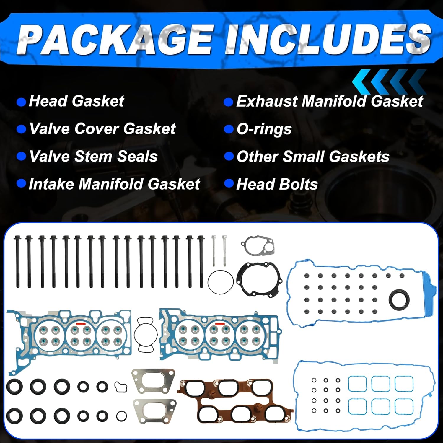 3.0 Head Gasket Set w/Cylinder Head Bolts Fit for Cadillac CTS Chevrolet Equinox 2010-2013 3.0L ES72274 11518863 HB33146