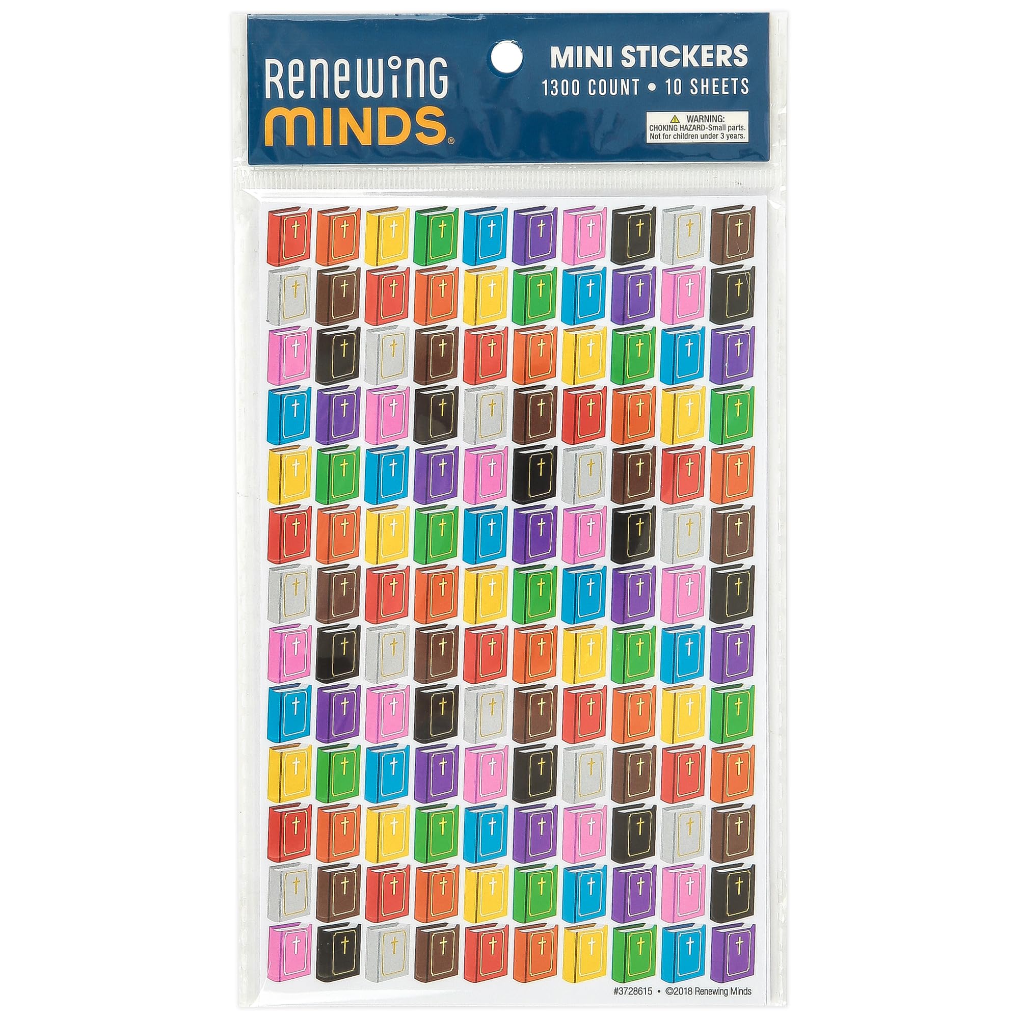 Colorful Bible Mini Incentive Stickers, Pack of 1300 - Assorted Rainbow Colors, Perfect for Scripture Memorization, Bible Reading, VBS Attendance, and