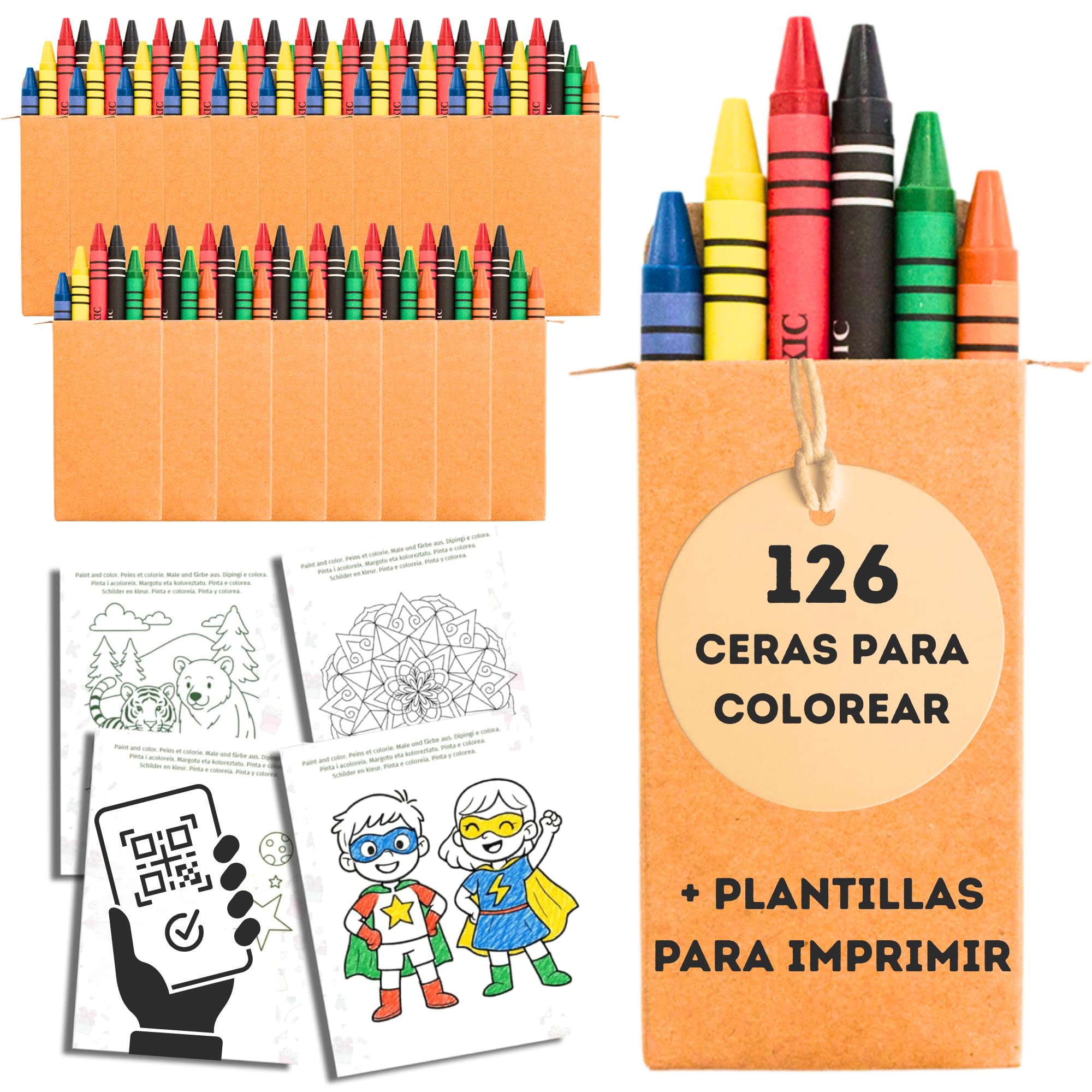 AF® - Set 126 Pastelli Cera, Bimbi 21 Scatola Colori Per Bambini Da Regalare | 6 Mini Colori Per Bambin Regalini, Gadget Compleanno Bambni 4 Anni 2 Anni Mini Pastelli Bambini Gadget