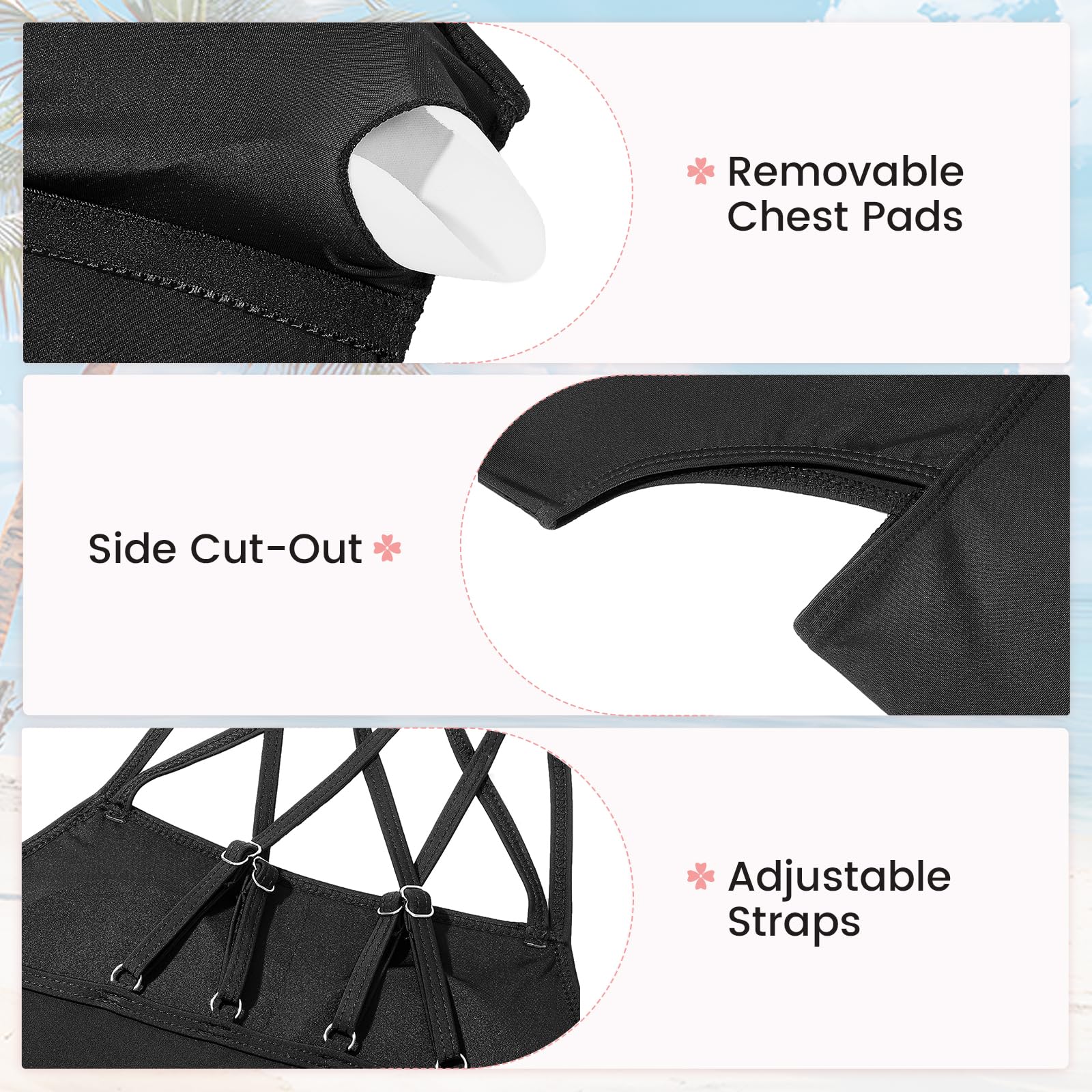 Costume da bagno intero per ragazze, costume da bagno intero per adolescenti, con motivo a incrocio incrociato, estivo, da spiaggia