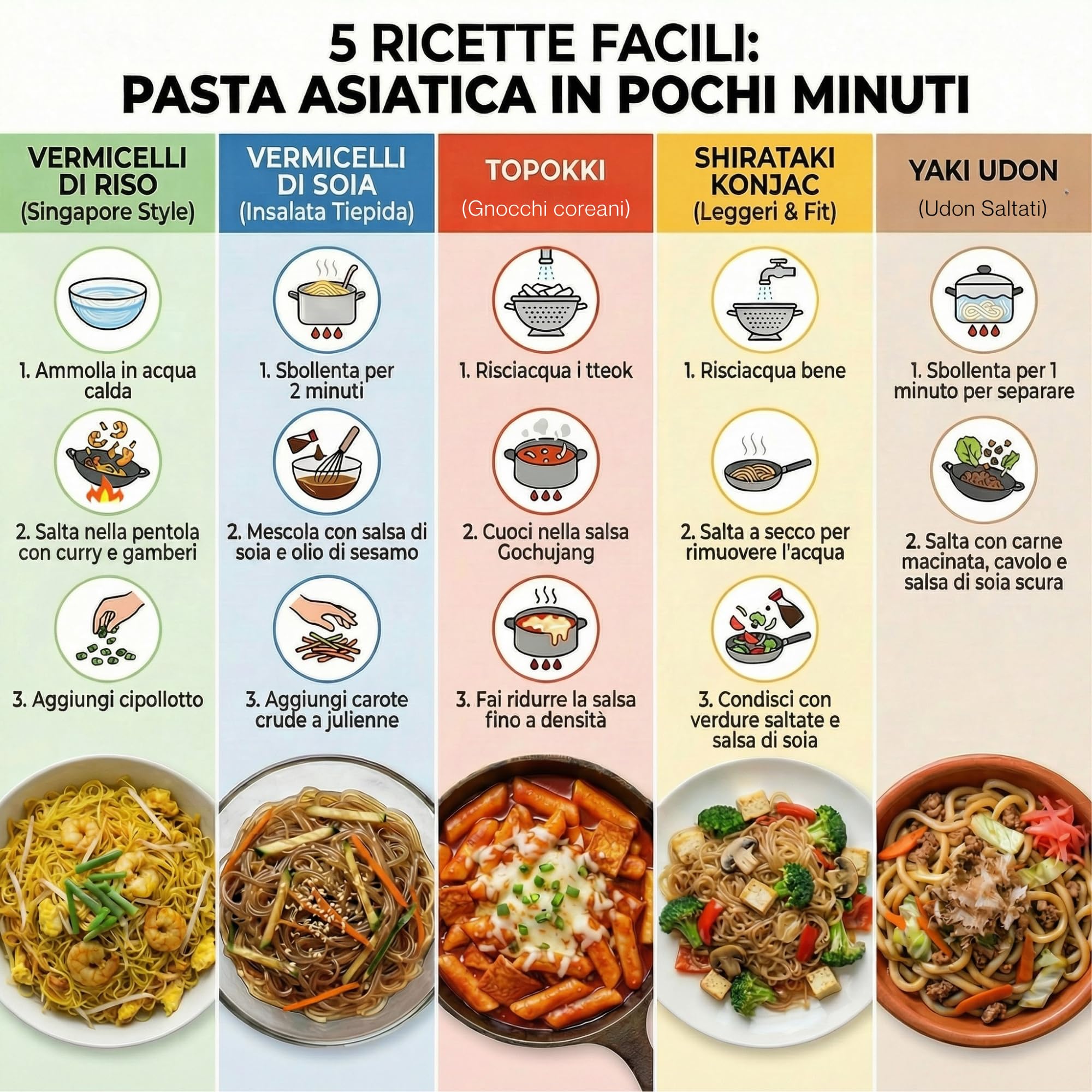 Hu Taste Kit Cibo Asiatico Box Degustazione con Noodles, Spaghetti di Soia, Spaghetti di Riso, Spaghetti Konjac Shirasaki, Udon Giapponese Precotti e Gnocchi di Riso Coreani Tteokbokki