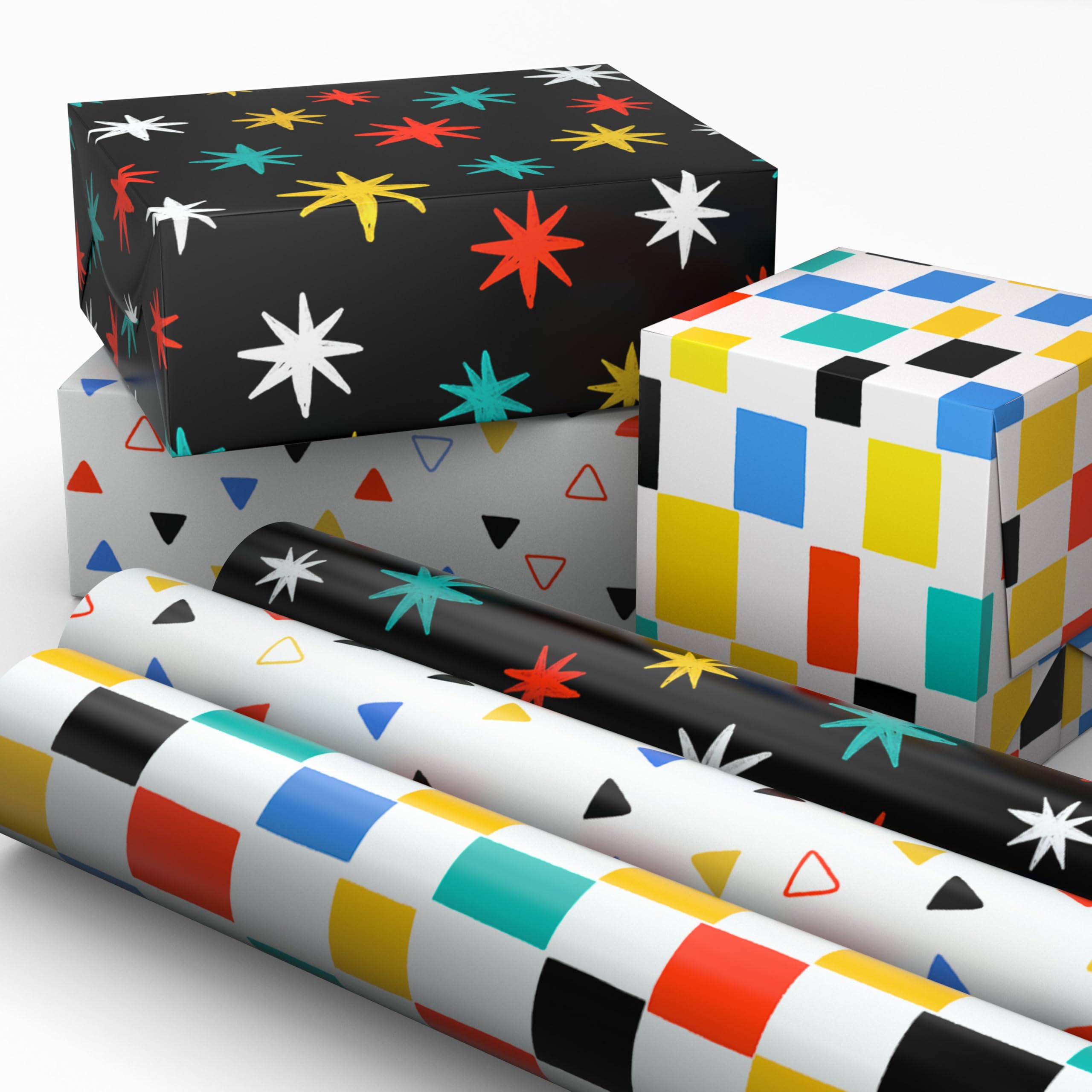 Hallmark 3 Mini Rolls of Wrapping Paper, 17.5" Wide, 45 Square Feet