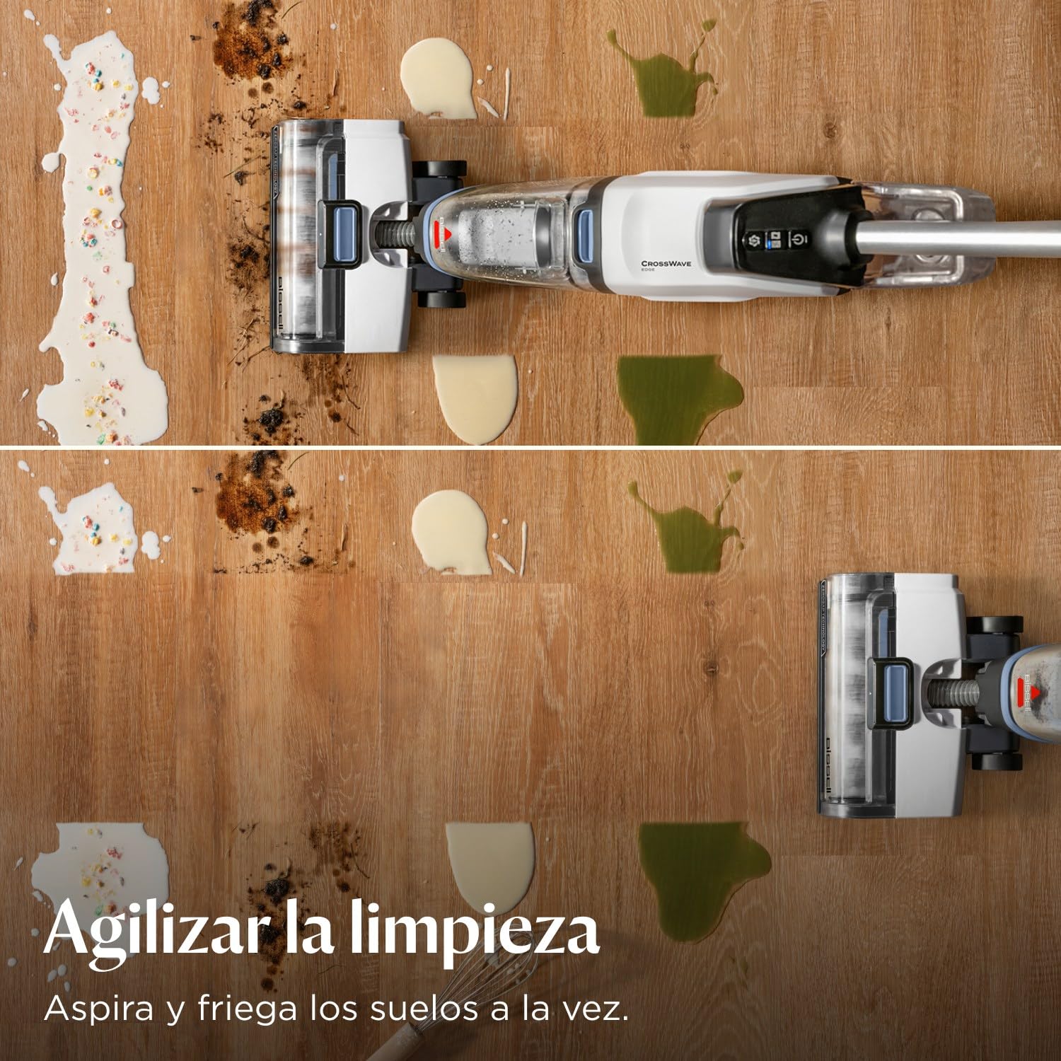BISSELL CrossWave Edge, aspiradora de mano en seco y húmedo, limpieza potente de suciedad de mascotas, aspiradora en húmedo con tecnología ZeroGap, aspiradora para fregar, multisuperficie, 4088N