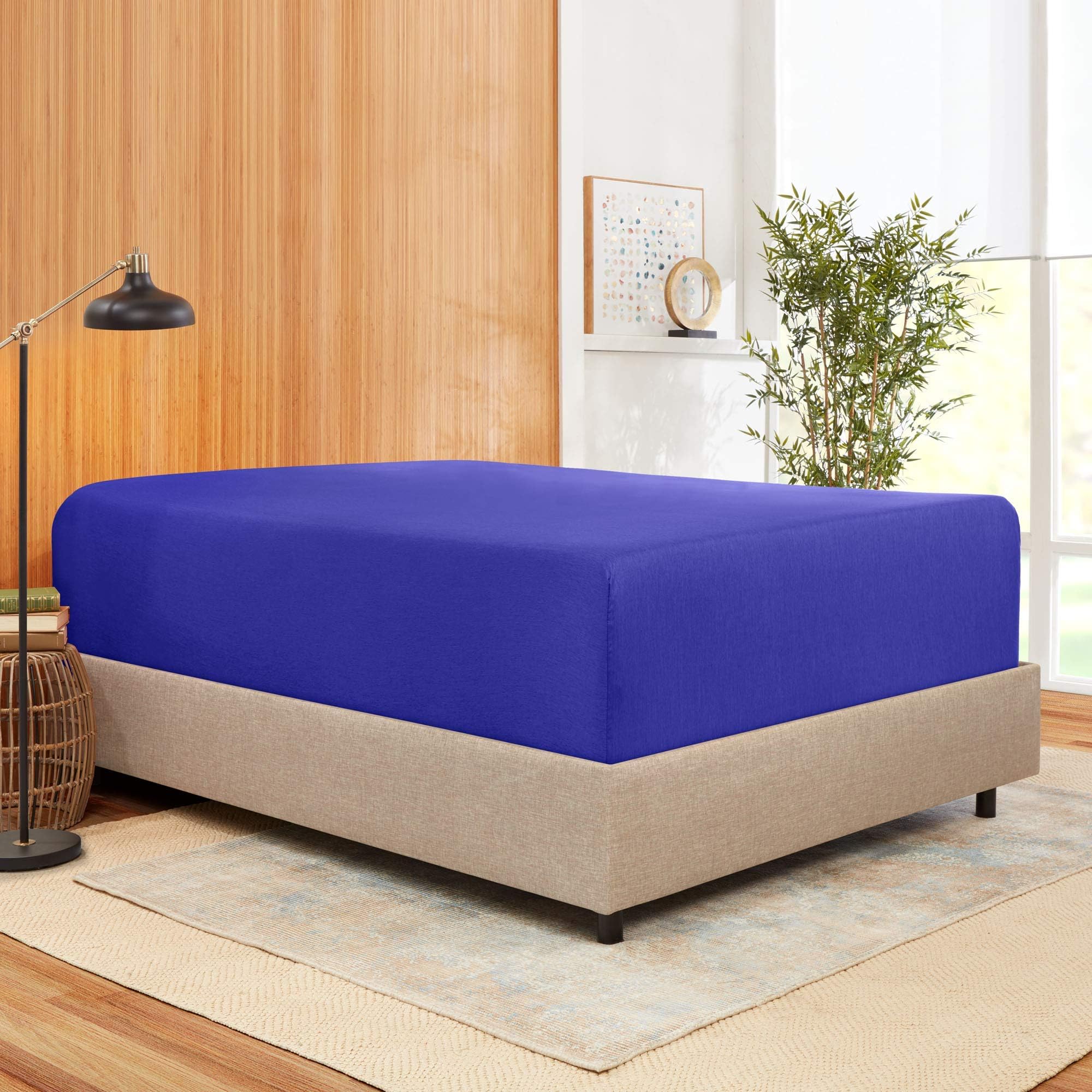 100% Natural Quality Cotton 600 Thread Count 1 Pcs Fitted Short Queen-Royal Blue 1 PC Fitted Sheet with Elastic All Around Fit Mattress Upto 21" Deep Pocket Lightweight Breathable Bedding Sheet