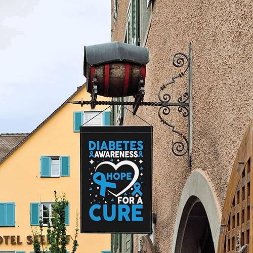 Miniatura 4 de Bandera de jardín de concientización sobre la diabetes Hope For A Cure de 12 x 18 pulgadas, banderas de jardín de doble cara para decoración de