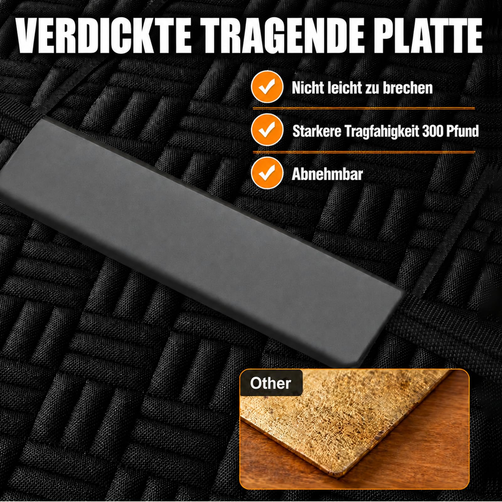 Coperta per cani per sedile posteriore auto, 129 x 60 cm, con fondo rigido che mantiene 300 kg, 600D, antigraffio e impermeabile, per cani e sedili posteriori (Black)