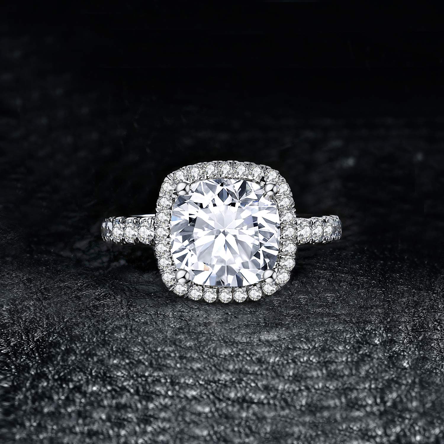 JewelryPalace Bague de Fiançailles Anneau d'Alliance pour Femme, Coussin 3ct Zircone Cubique Mariage Promise Engagement Bague en Argent 925, Bijoux Femme Plaqué Or Jaune Or Rose Cadeau Anniversaire