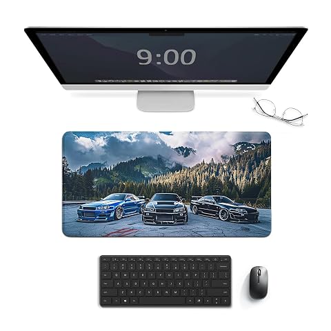 Car Large Mouse Pad Gaming R34 Sport Car Stance Mountain Landscape Desk Mat Big Mousepad Extended Keyboard Computer