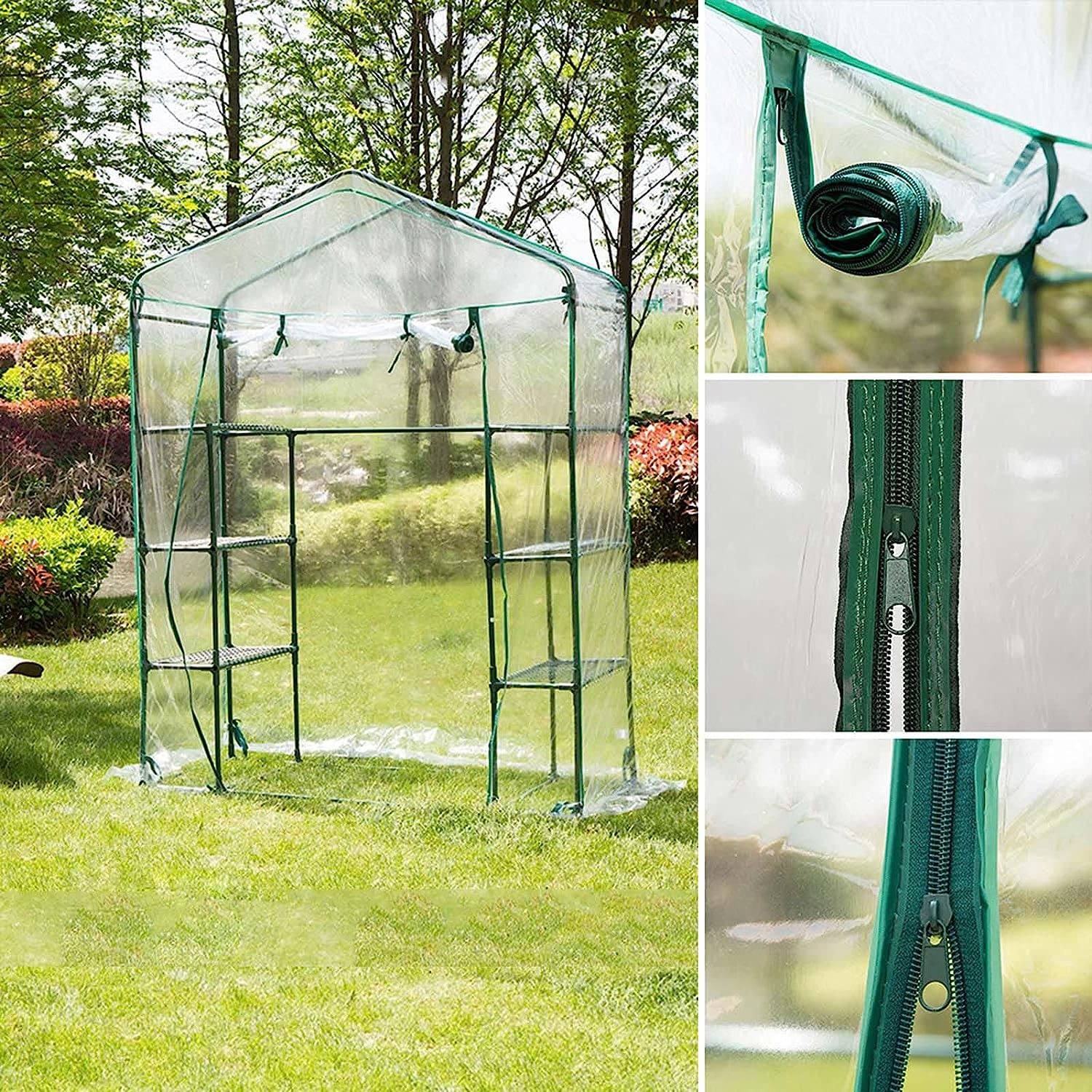 Cubierta de plástico para invernadero, cubierta de invernadero, cubierta para invernadero, tomate, invernadero, impermeable, película de repuesto transparente, PVC, 143 x 143 x 195 cm (A: 143 x 73 x