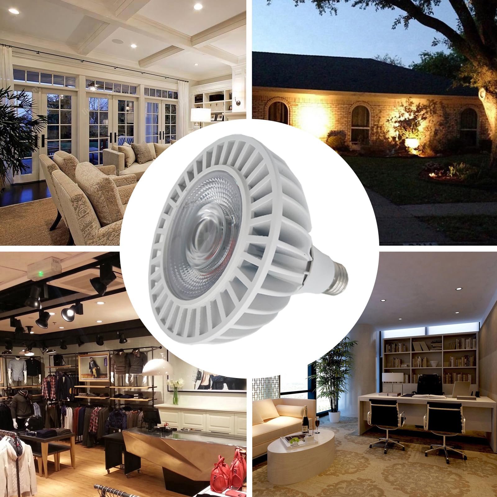 4er-Pack PAR38-Flutlicht-LED-Lampen, 40-Watt-COB-dimmbare Glühbirne (entspricht 300 Watt), ultraheller 4000-Lumen-Strahler, AC 220–240, E27-Sockel, 10–100% Helligkeitsanpassung