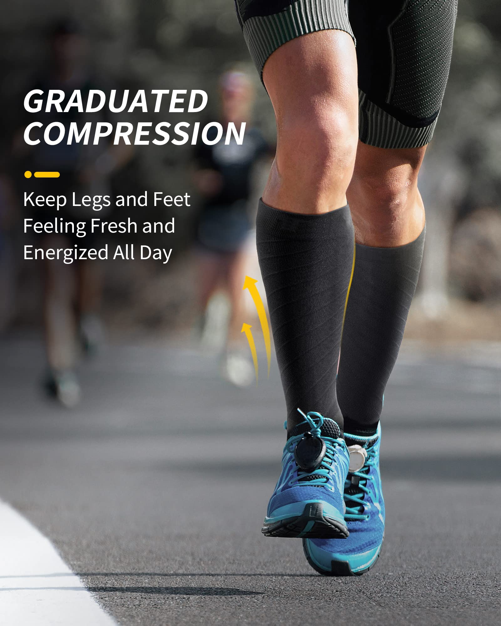 CAMBIVO Calze Compressione Graduata Donna Uomo 3 Paia, Calze a Compressione Graduata 20-30mmHg, Calze Antitrombo Elastiche a Compressione, Gambaletti Calzini per Sportive, Vene Varicose, Aereo, Corsa