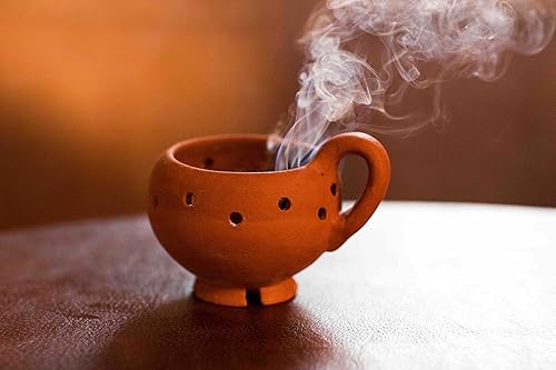 Quemador de incienso Mayan Copal Cup Copalera o Sahumerio, carbón ardiente con rocas o hierbas. Este kit contiene: Copalera, Copal puro 1.41 oz/ 40