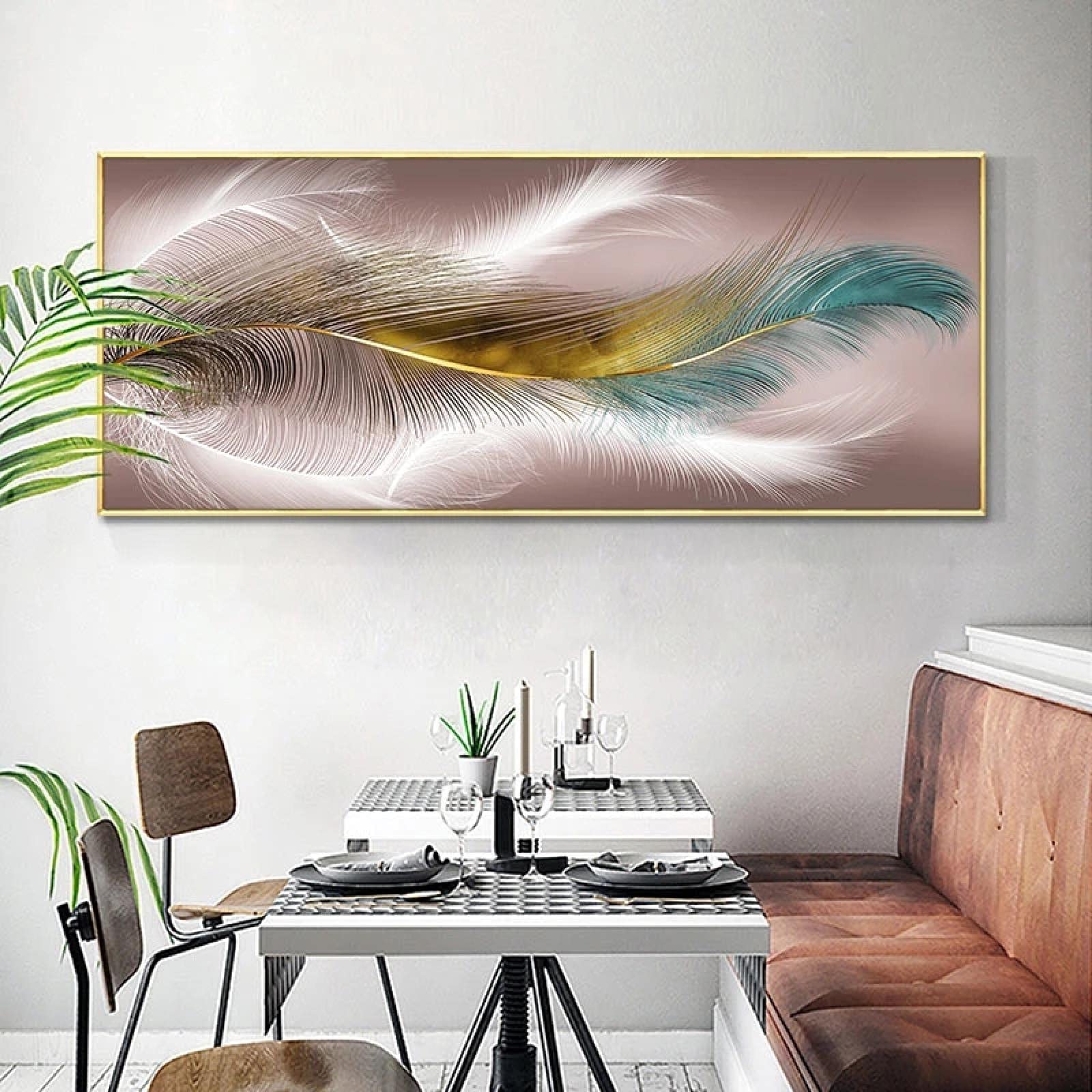 Amazon.co.jp: 現代の抽象的な羽ばたき羽キャンバス絵画プリント北欧の