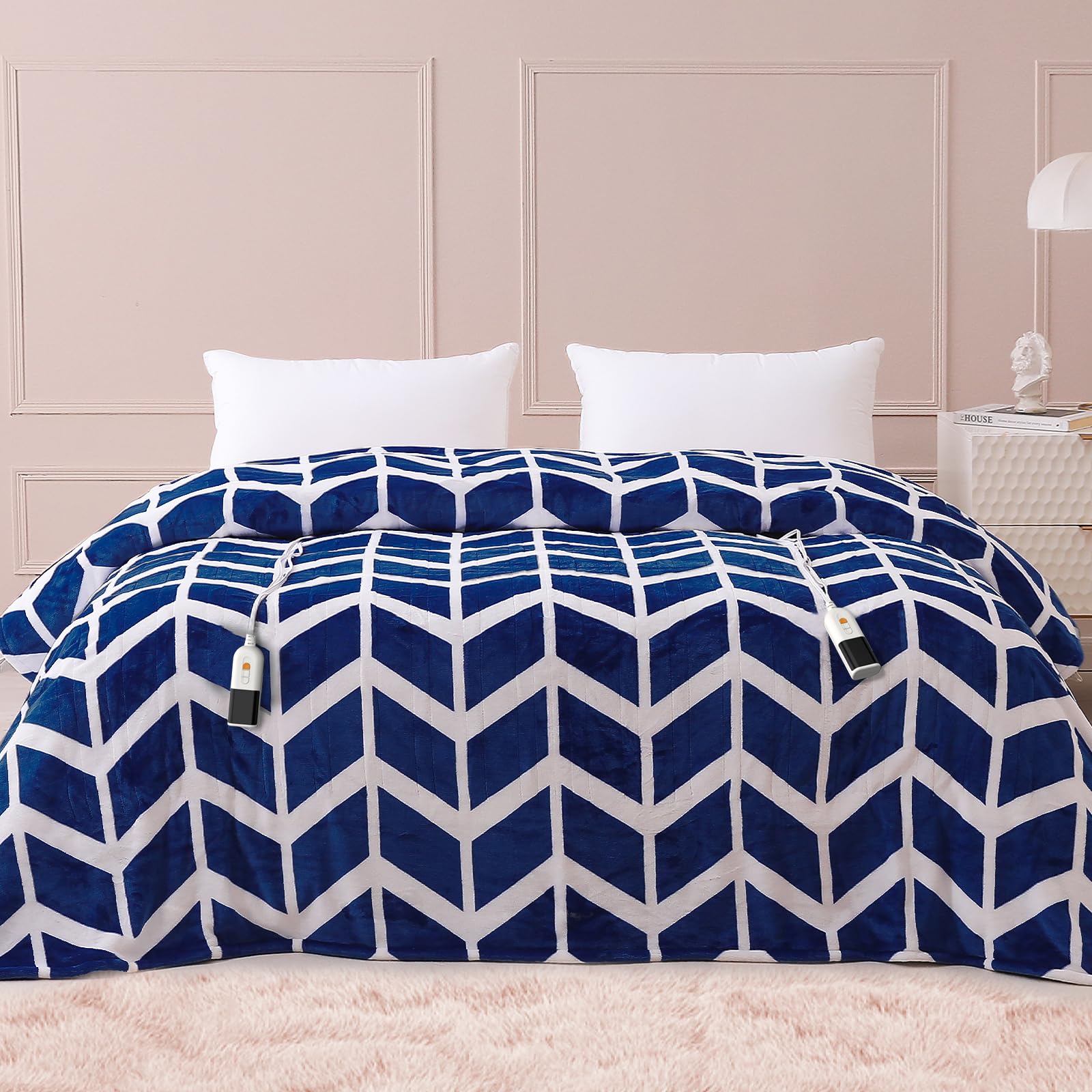 VENTIMI Heated Blanket Queen, 9 Heat Levels & 2-10 Hours Auto Off, Navy
