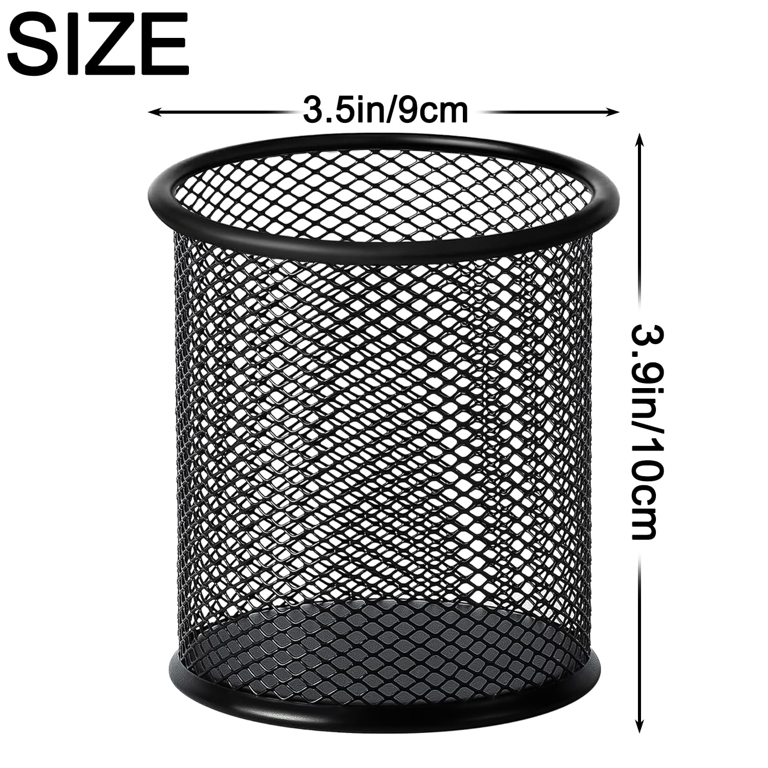 Mgood 2 Pack Pen Holder, Round Metal Mesh Pen Pot, Durable Stationary Organiser, Multifunctional Pencil Pot for School Home - Image 2