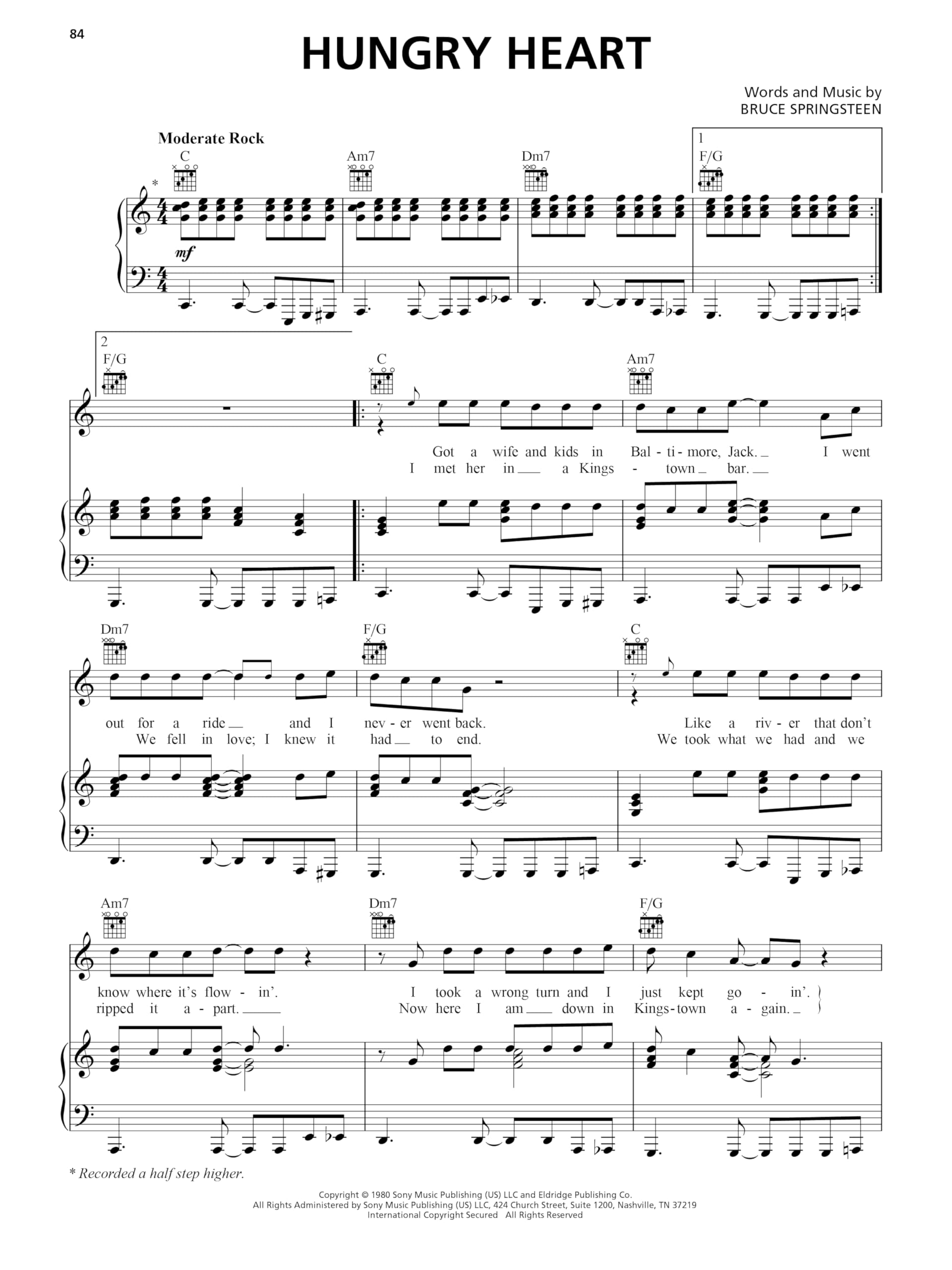 Bruce Springsteen Sheet Music Collection | Recueil de partitions Piano Voix Guitare avec paroles et accords | 30 chansons rock incontournables pour Piano Vocal Guitar | Arrangements originaux