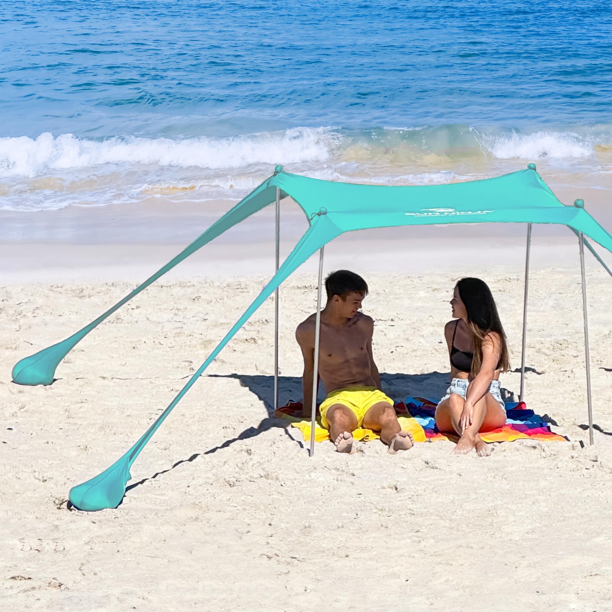 SUN NINJA Beach Tent Shelter with UPF50+ Protection, Includes Sand