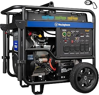 18000 Peak Watt Tri-Fuel Home Backup Portable Generator, Remote Electric Start, Transfer Switch Ready, Gas, Propane, and Natural Gas Powered, CO Sensor