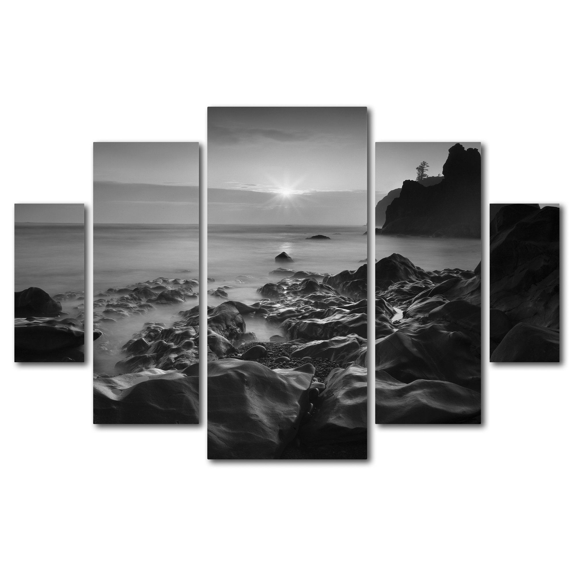 Trademark Fine Art Sunset at Ruby Beach by Moises Levy 5 Panel Art Set