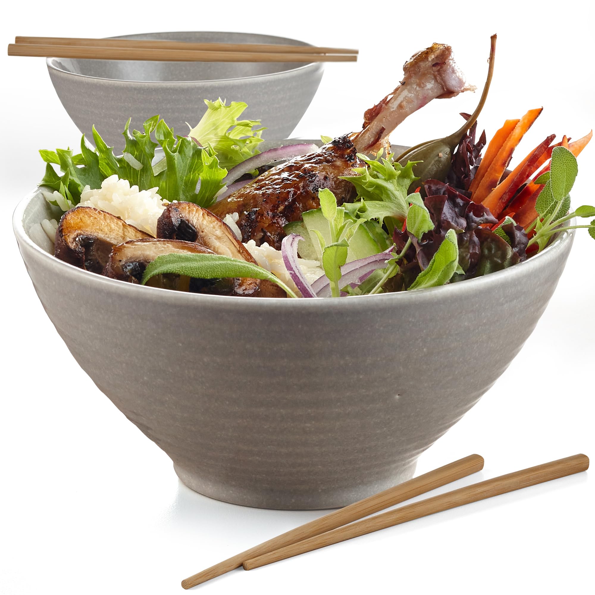Amazon.com: Hana Emika 24oz Ceramic Ramen Bowls with Chopsticks