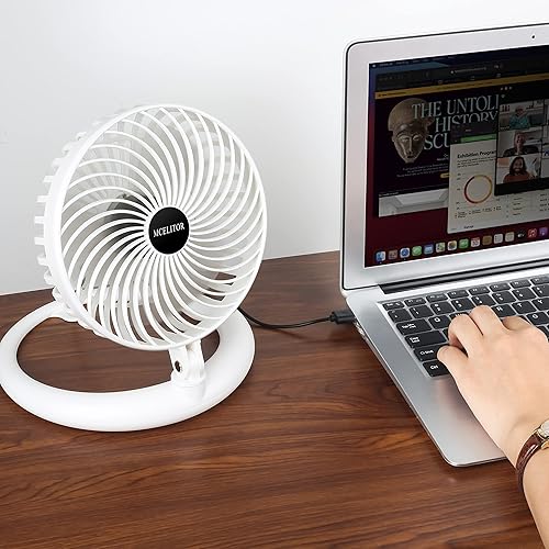 Miniatura 5 de MCELITOR Ventilador de escritorio pequeño ventilador USB de 8 pulgadas pequeño ventilador de mesa personal silencioso para dormitorio oficina hogar