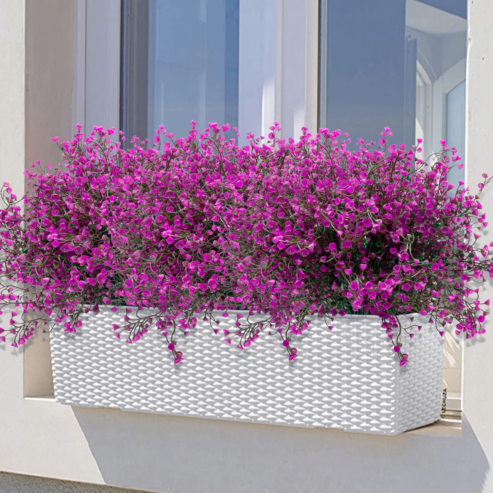 12 Mazzi Fiori Finti da Esterno Arbusti Artificiali Resistenti ai Raggi UV Piante Artificiali Decorative per Giardino, Vaso, Balcone, Casa, Ufficio, Giardino, Patio, Centrotavola (Fucsia)