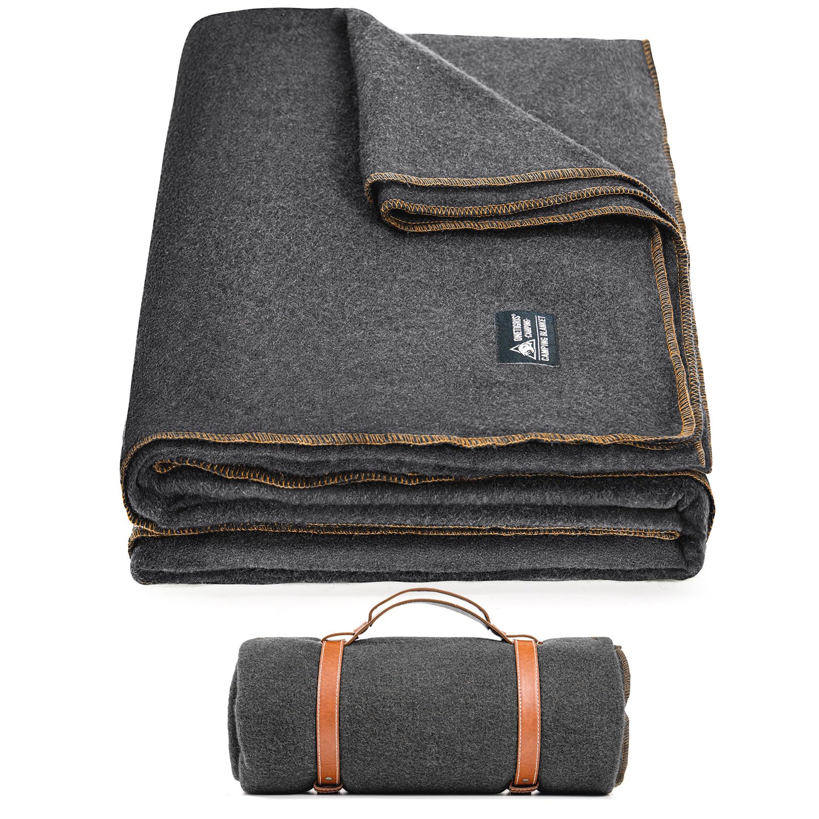 OneTigris Wool Blanket, Camping Wool Blanket–Large, Cozy, Washable,Great for Camping,Outdoors,Car,Sporting Events, Bushcraft Survival Kits 64in x 87in