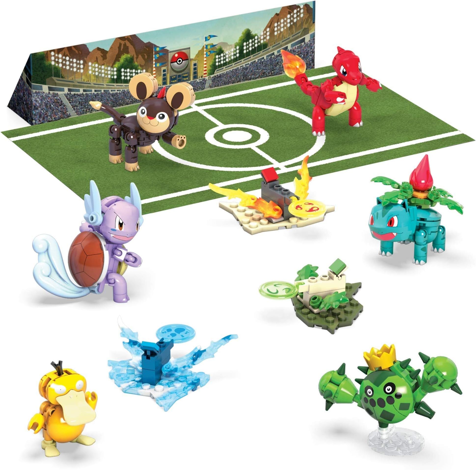 Mega Construx GNV47 Construx Pokémon Trainer Team Challenge, Construction Set with 6 Movable Pokémon Figures, Toy from 6 Years