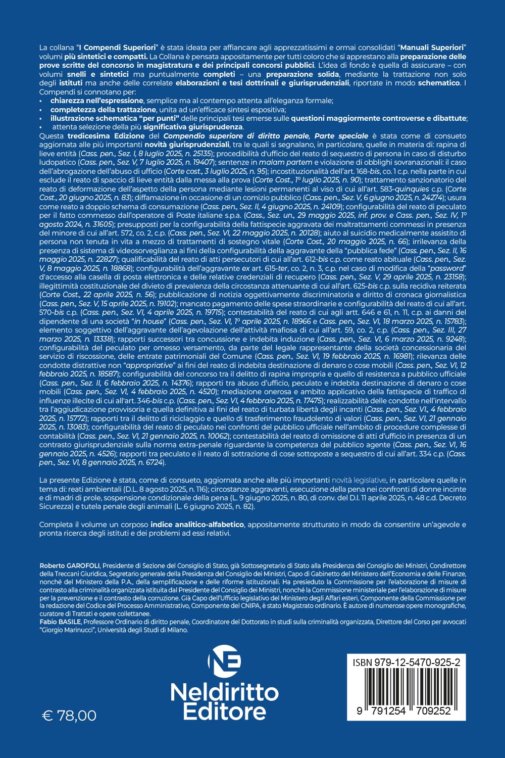 Compendio superiore di Diritto Penale Parte Speciale 2025-2026 per il concorso in magistratura e per i concorsi superiori