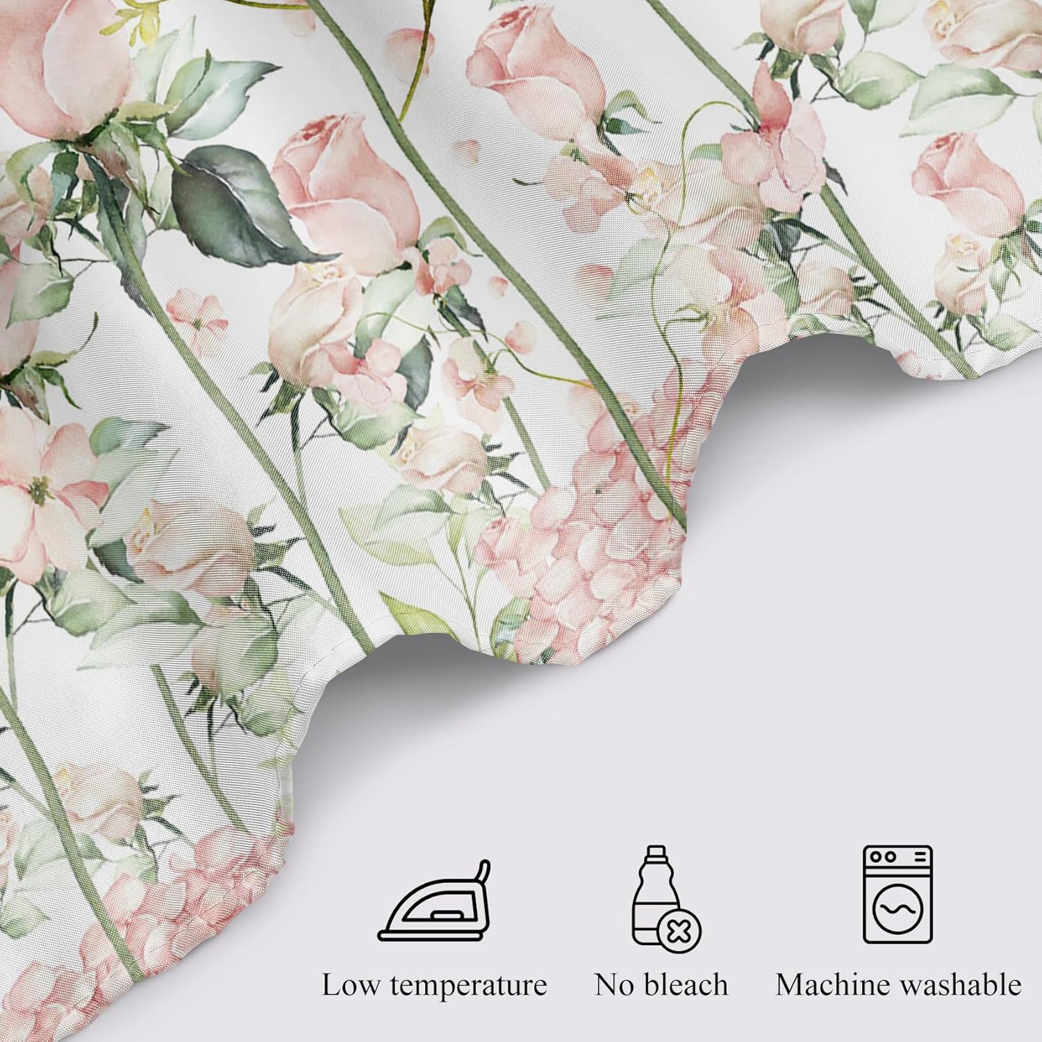 Baocicco No Hook Pink Rose Shower Curtain Set Watercolor Flowers Modern Hotel Style Fabric Polyester Curtains for Bathroom Decors Stylish Floral Bath Curtain with See Through Mesh 71x71 Inch