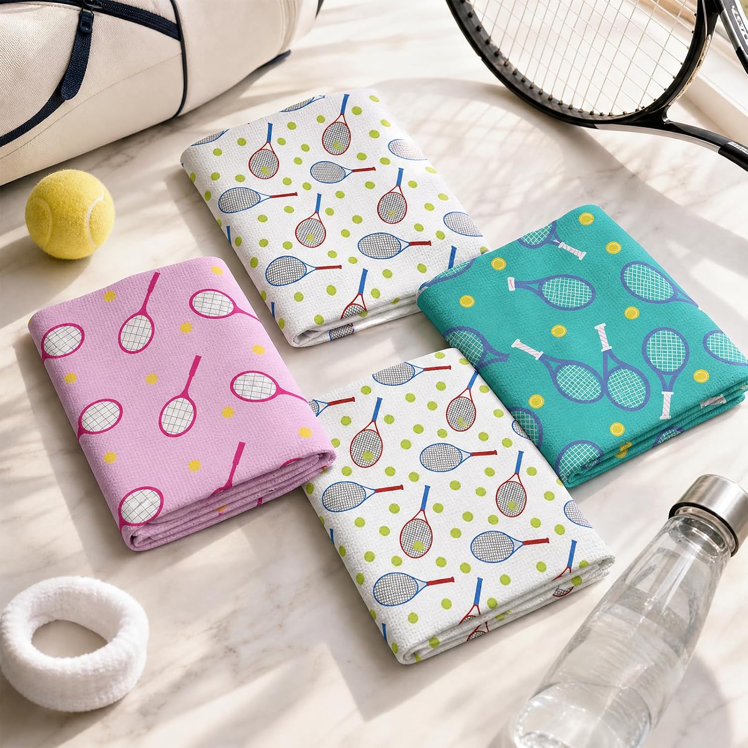12 Pcs Tennis Cooling Towels Bulk 40 x 12 Inch Breathable Sweat Absorbent Towel Fast Drying Funny Sports Fitness Accessories Tennis Gifts for Women Men Athletes Coach Player Team