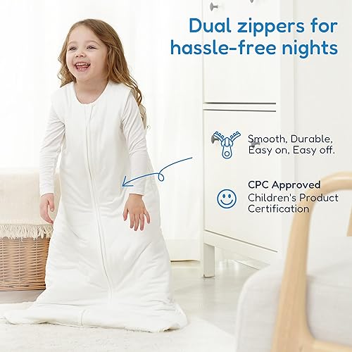 Miniatura 5 de TotAha Saco de dormir para niños pequeños, 1.0 TOG, manta acolchada suave con cremalleras seguras de 2 vías para todas las estaciones, nube