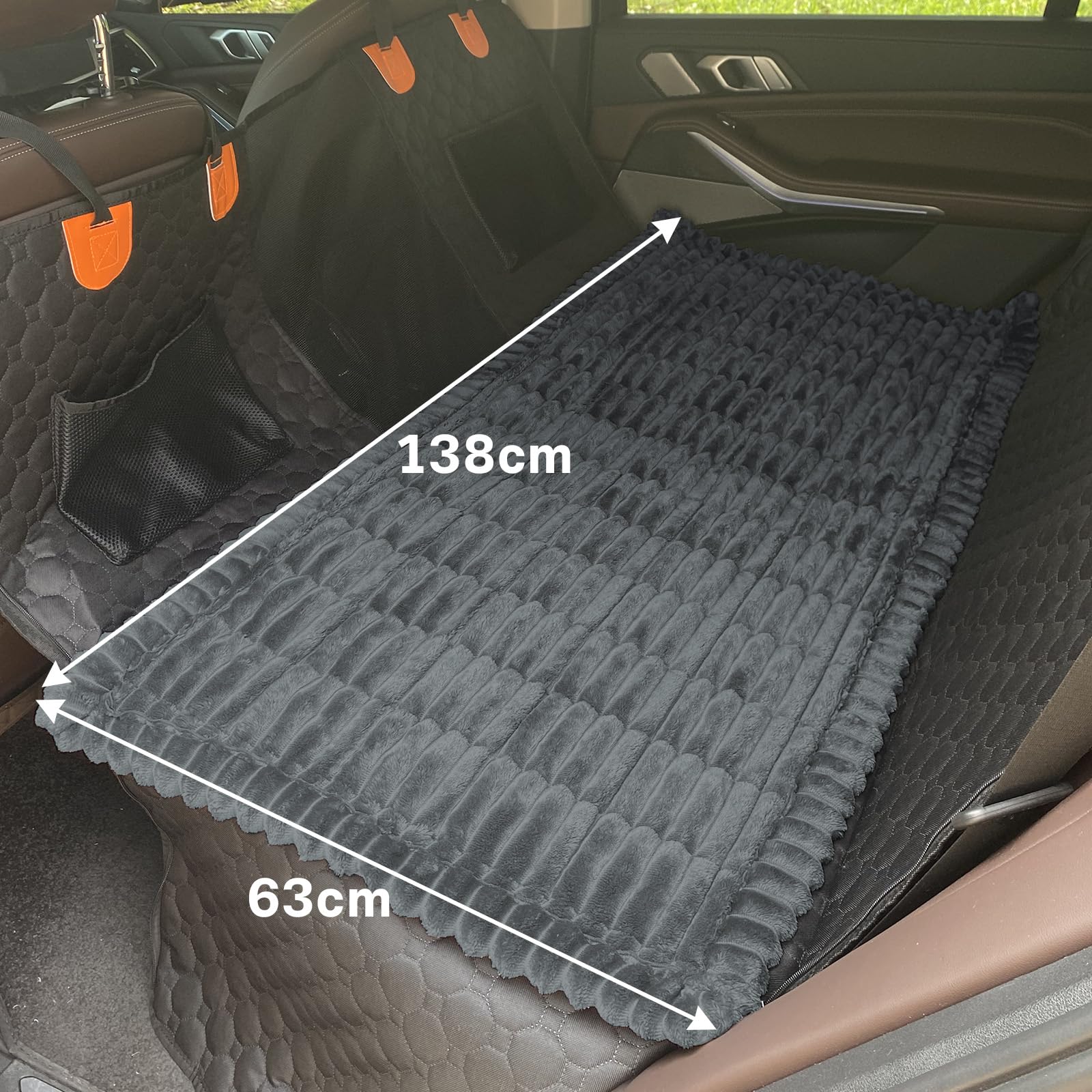 GKXLH Housse de siège arrière pour chien - Tapis de lit doux et antidérapant pour siège arrière de voiture et chien - Épais - En velours côtelé - Gris foncé - 63 x 138 cm