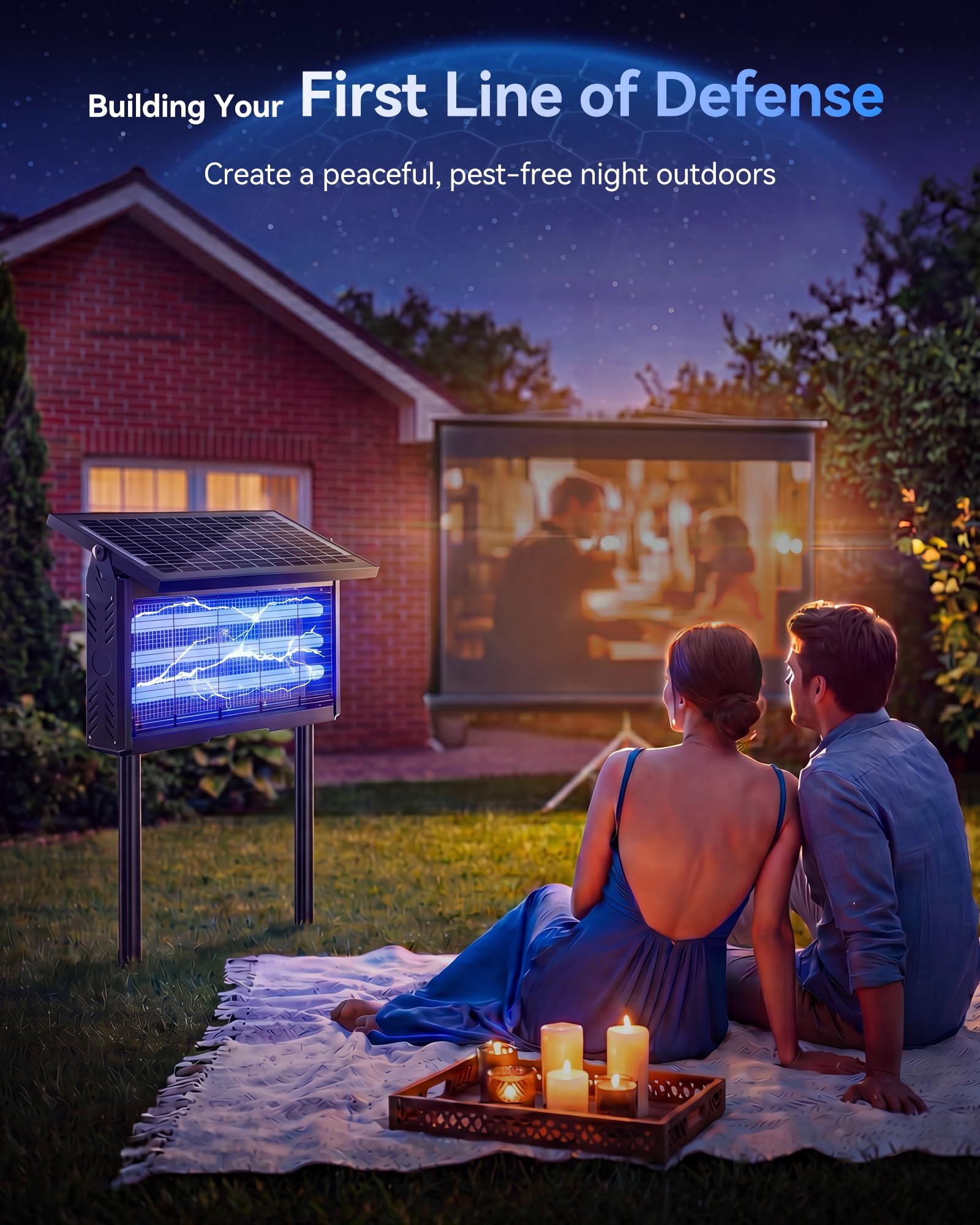 Solar Bug Zapper Outdoor Wasserdicht Moskito Zapper Outdoor Solarbetrieben Elektrischer Insektenvernichter Indoor w/Smart Light Sensor Mückenfalle Fliegenvernichter für Terrasse Küche Garage Hof