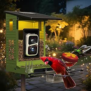 Rayki Metal Solar Powered Smart Bird Feeder with Camera, AI Identify with Solar Lights, 2K HD Cam & WiFi, Instant Arrival Alerts,Ideal Gift for Bird Lovers asin的图片