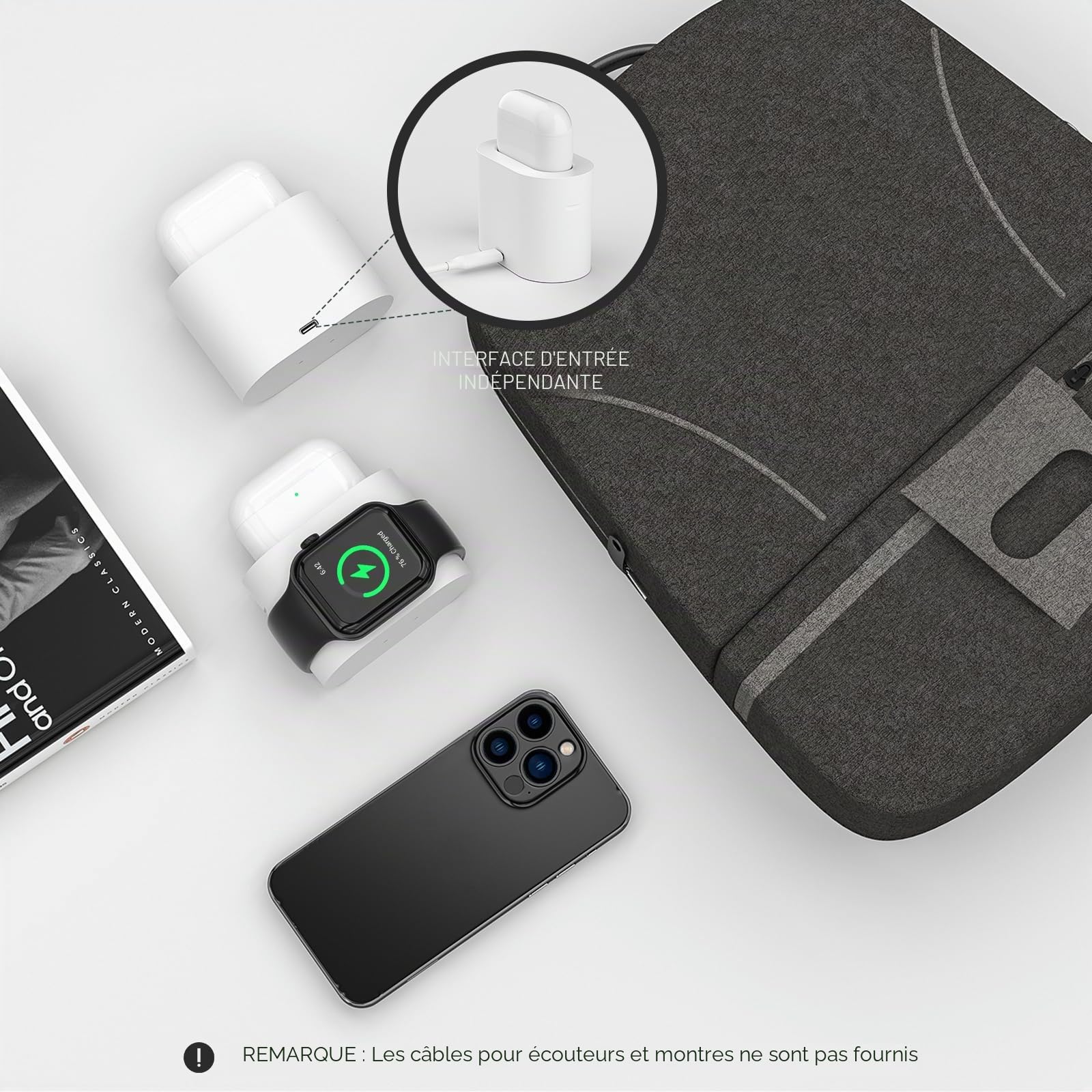 Chargeur à Induction Station, COLSUR 3 en 1 Chargeur sans Fil 15W Universel Portable Rapide Charger pour 16/15 /14/13/12/11 Pro Max/X/8/Samsung/Huawei, pour SE 9/8/7/6/5/4/3/2 et AirPods