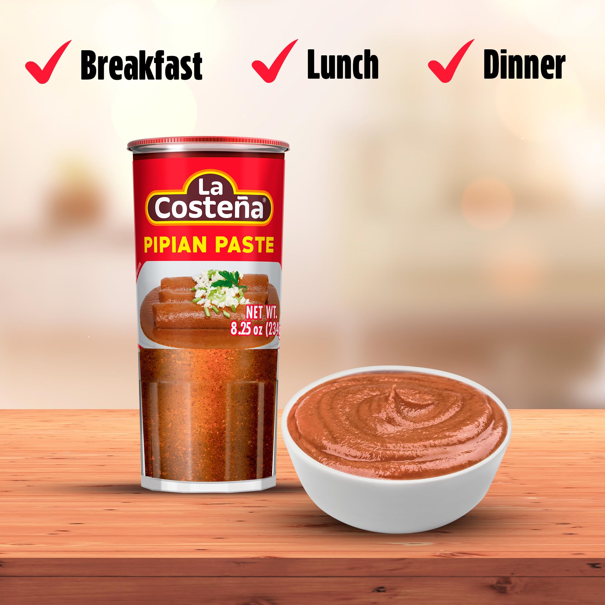 La Costeña Pipian Mole Sauce - Pipian Paste with Ancho Chiles & Pumpkin Seeds - Mexican Food, Enchilada Seasoning, Meat Marinade, Rice, Tamale, Taco, Burger, Comida Mexicana - 8.25oz, 12 Pack