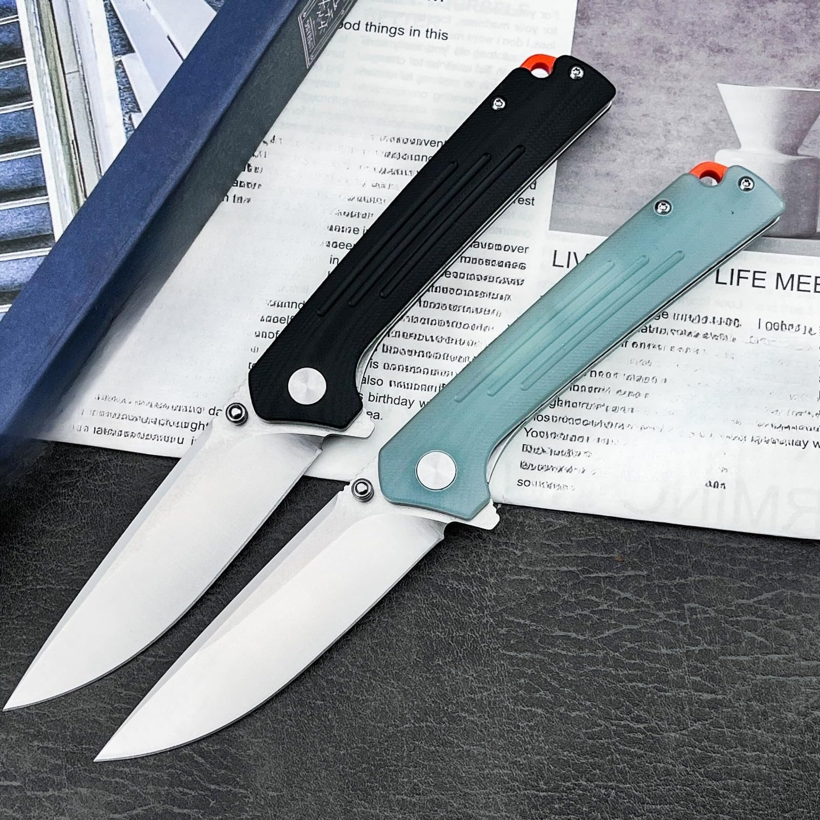 Generisch Gesamtlänge 20,5 cm Klappmesser D2 G10 Taschenmesser，Blau