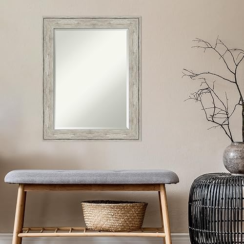 Miniatura 6 de Amanti Art Espejo de baño, espejo de pared metálico agrietado para usar como espejo de tocador de baño sobre el fregadero (29 x 23 pulgadas), espejo