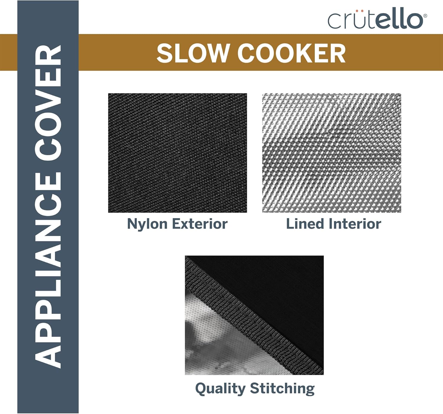 Crutello Crock Pot Cover- Small Appliance Dust Cover Measuring 18.57" x 8.5" x 11.75" Compatible with Hamilton Beach and Crock Pot 6, 7 or 8 Quart Slow Cookers