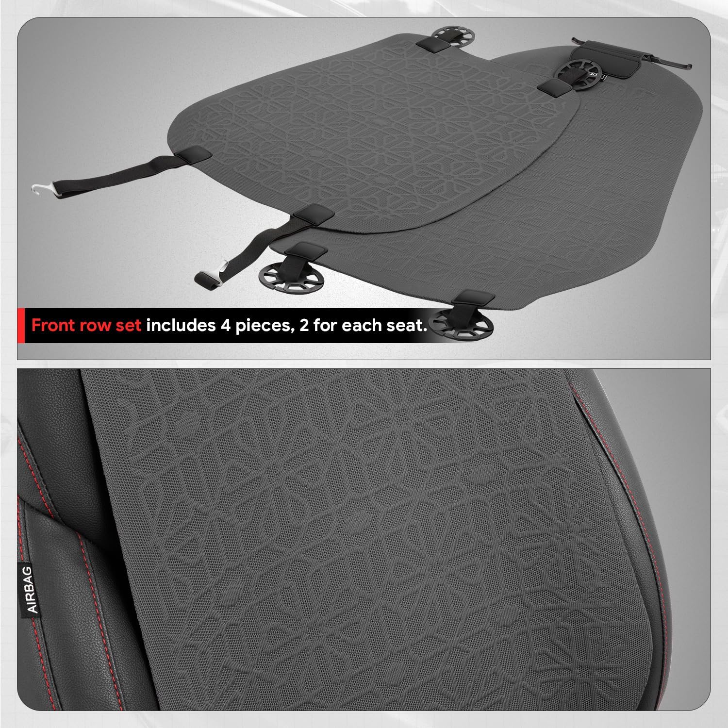 Protex Series Front Row Set Seat Covers Woven Polyester Universal for Cars Trucks SUV, Grey, CA-SC-PROTEX-F-GY