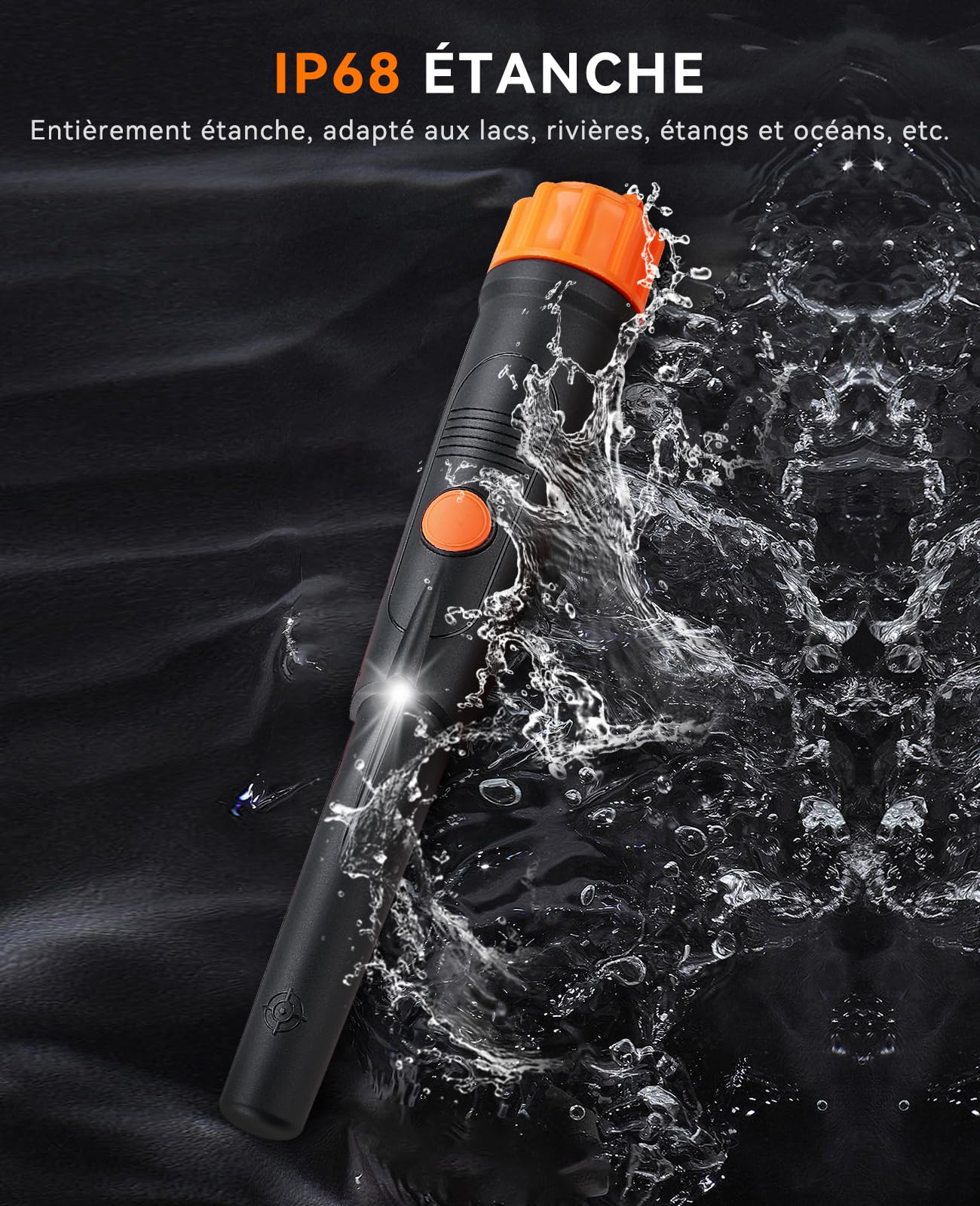 Détecteur de Métaux Pinpointer，Pin Pointer étanches à l'eau et Haute Précision pour Or Argent Trésor, SUNPOW Détecteur de métal Portable Et Professionnel pour Les Enfants et Les Adultes (Noir)