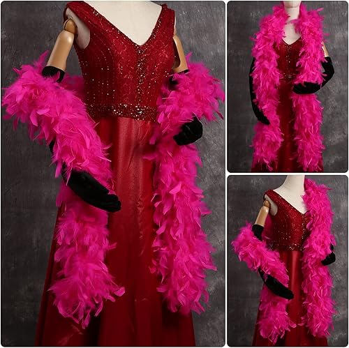 Miniatura 4 de Boa de plumas de pavo Chandelle rosa intenso 2 yardas 353oz para manualidades hogar baile boda fiesta Halloween disfraces decoración de boa de plumas