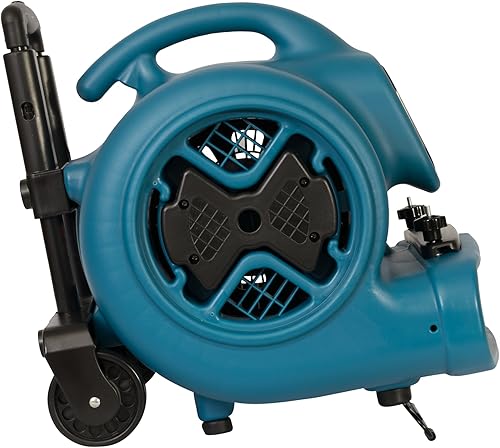 Miniatura 3 de XPOWER P-630HC Pro 1/2 HP 2800 CFM Movimiento de aire centrífugo, secadora de alfombras, ventilador de piso, soplador, mango telescópico y ruedas